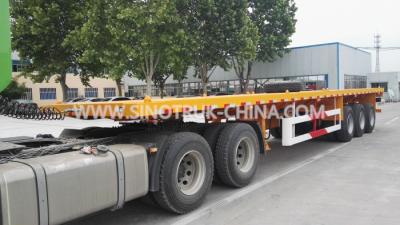 China 12 WHEELS FLATBED SEMI TRAILER TO LOAD 1X40 OR 2X20 CONTAINERS 28T SUPPORT LEG for sale