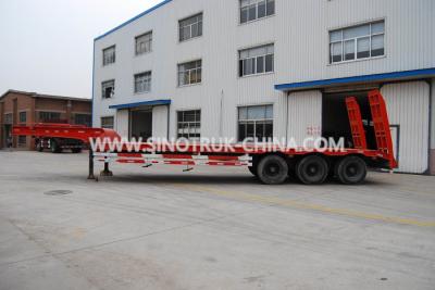 China 3 Axles 80 Tons 17m Hydraulic Flatbed Trailer 12 Wheels Loading Construction for sale