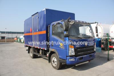 China camiones comerciales de poca potencia del multicolor 116HP, luz cube van truck de HOWO 4*2 en venta