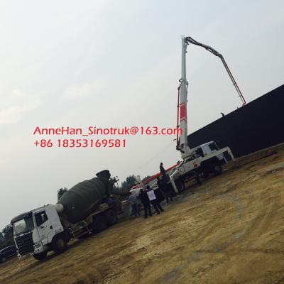 China High Durability Sinotruk Concrete Pumping Equipment With 53 Meters Arms for sale