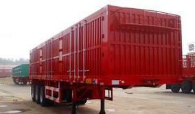 China Red 3 Axles Heavy Duty Semi Trailers Steel Box Van Trailer 40 Ton Max Payload Heavy Duty Semi Trailers for sale