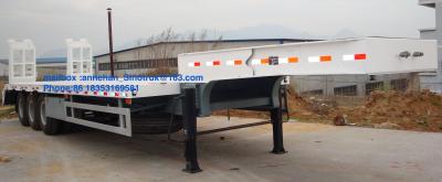 China 3 Axles 17m Hydraulic Flatbed Trailer For Loading Construction Machines for sale