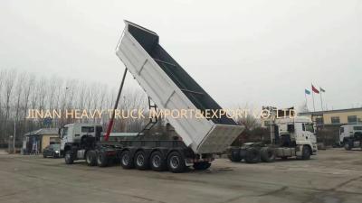 China Four Axles 50 Tons 40cbm Self Tipping Dump Truck Rear Semi Tipper Trailer for sale
