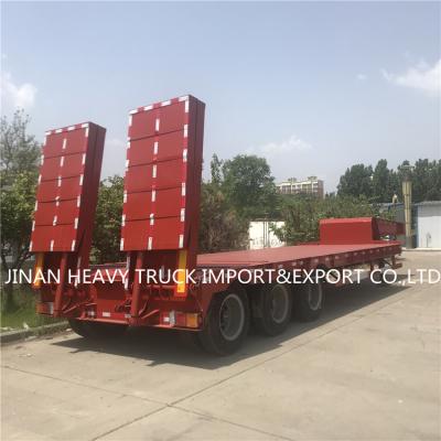 China Low Bed Heavy Duty Semi Trailers Mounted Crane Transport Flatbed Gooseneck Trailer for sale