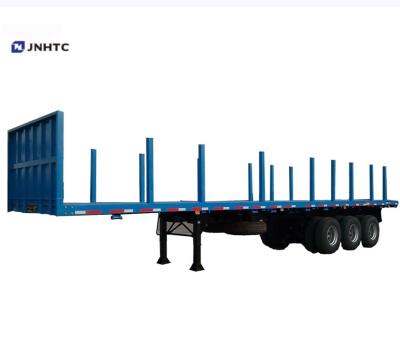 China SINOTRUK 3 Axle Flatbed Trailer Log Wood Flat Bed Trailer With Upright Column for sale
