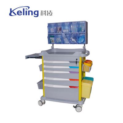China ABS Integrated Medical Crash Cart Emergency Height Adjustable Medical Trolley Cart for sale