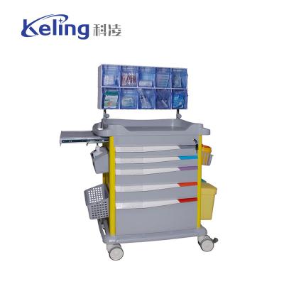 China Hospital ABS Medical Trolley Resuscitation Crash Cart With 120mm Height for sale