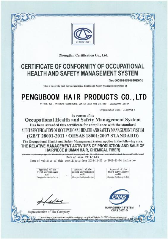 certificate of conformity of occupational health and safety management system - Guangzhou ARC IMP.&EXP. Co., Ltd.