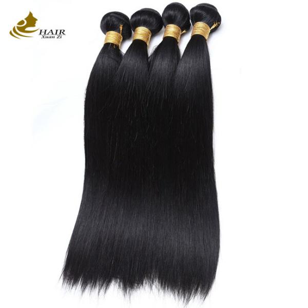 Quality Silky Human Hair Straight Bundles Extensions Colored 1B Natural Black for sale