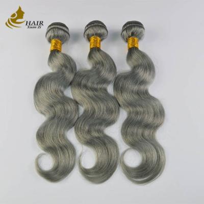 China Grey Ombre Human Hair Extensions Bundles 26 Inch With Closure for sale