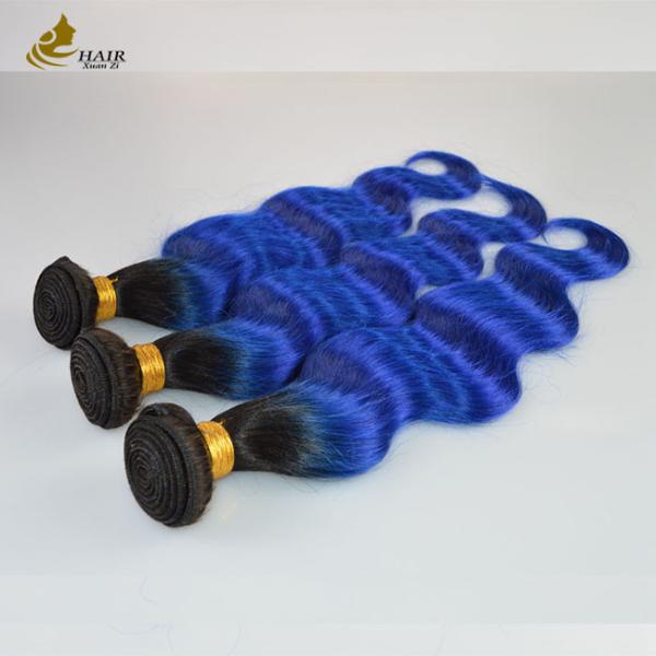 Quality 1B Blue Ombre Human Hair Extensions Body Wave Virgin Wavy for sale