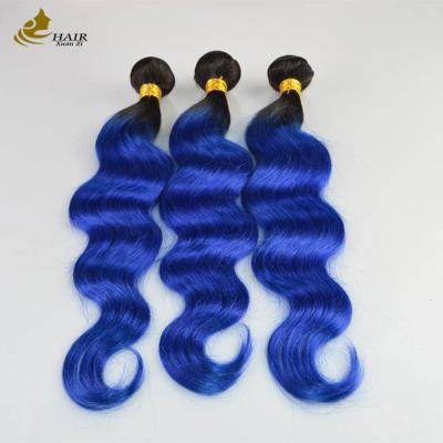 China 1B Blue Ombre Human Hair Extensions Body Wave Virgin Wavy for sale