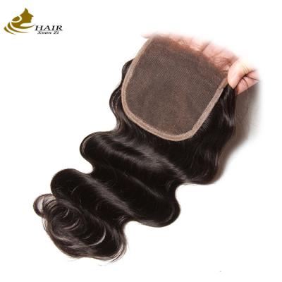 China Curly Remy cabelo humano renda fechamento 10A 4x4 base de seda à venda