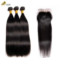 Quality Can Be Dyed Virgin Human Hair Bundles Weave With Closure No Tangle for sale