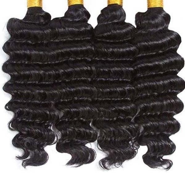 Quality 12A Grade Deep Wave Virgin Human Hair Bundles 95-100g With Closure Custom for sale
