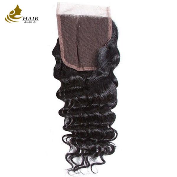 Quality 12A Grade Deep Wave Virgin Human Hair Bundles 95-100g With Closure Custom for sale