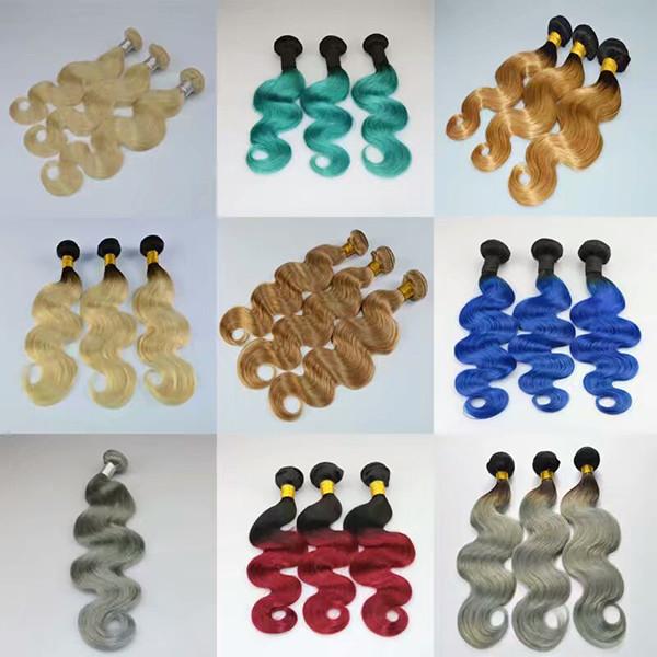 Quality Indian Remy Ombre Human Hair Bundles Extensions Customized Colour for sale