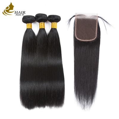 China Unprocessed Brazilian Remy Human Hair Extensions Straight Bundles With Closure for sale
