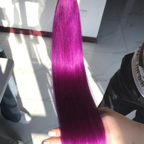 Quality 613 Colored Ombre Human Hair Extensions Bundles Weft 1B Purple for sale