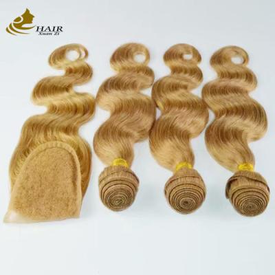 China Brown Remy Ombre Human Hair Extensions Body Wave Bundles With Lace Closure for sale