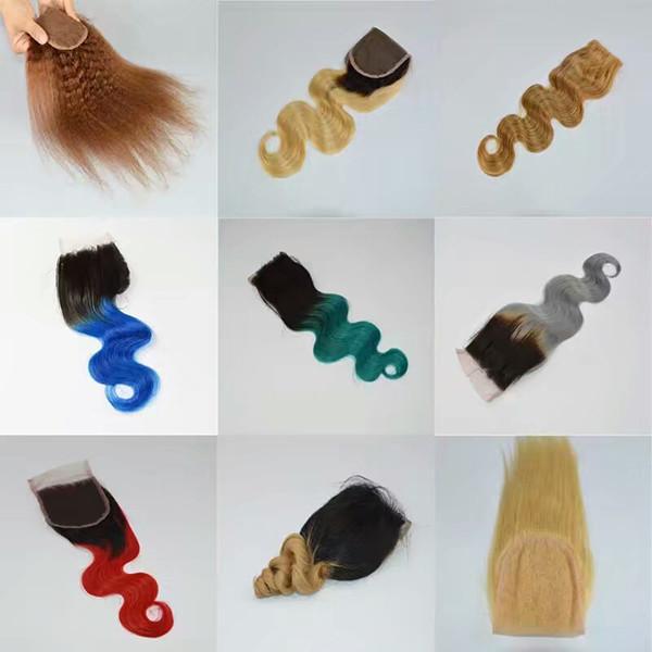 Quality Brown Remy Ombre Human Hair Extensions Body Wave Bundles With Lace Closure for sale