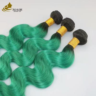 China Smooth Green Ombre Human Hair Extensions 8 Inch-30 Inch for sale