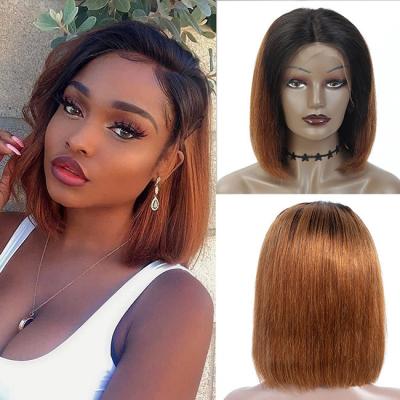 China Short Full Frontal Lace Wig 10 Inches Bob Wig Blue Burgundy Blonde for sale
