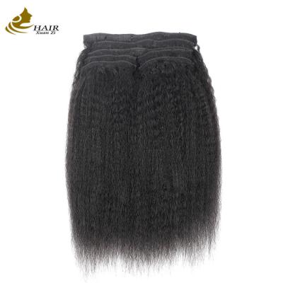 Chine Clip de cheveux naturel Kinky droit dans les extensions de cheveux 30 pouces OEM à vendre