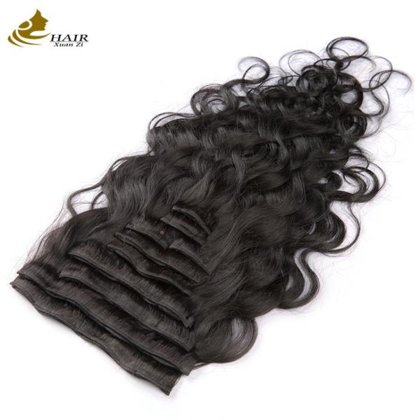 Quality Human Remy Body Wave 18 Inch Curly Clip In Hair Extensions for sale