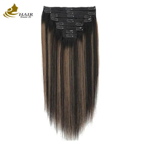 Quality Straight Invisible Clip In Hair Extensions Human Ponytail Piano Color for sale