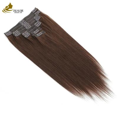 China Castanho escuro 22 polegadas Clip In Hair Extensões de cabelo humano 100% de cabelo virgem 16 peças à venda