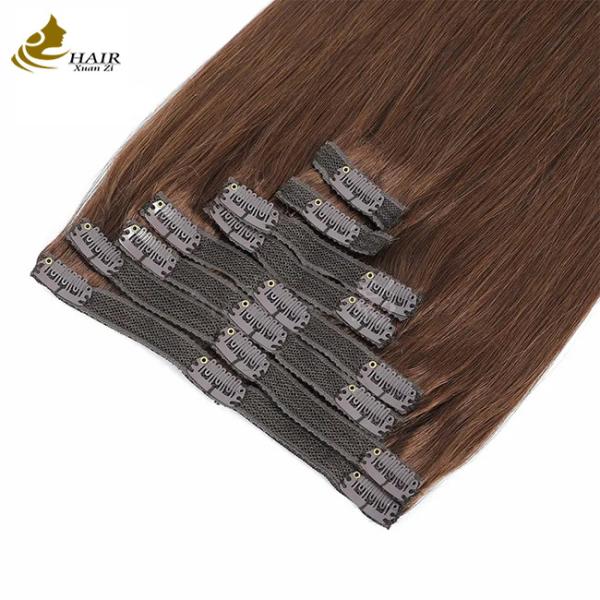 Quality Dark Brown 22 inch Clip In Hair Extensions human Hair 100% Virgin 16 Pieces for sale