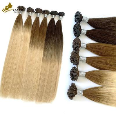 China Piso plano de queratina T U punta Remy extensiones de cabello rubio personalizado en venta