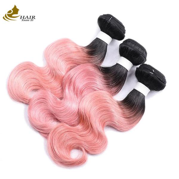 Quality Malaysian Pink Virgin Human Hair Bundles 20Inch 1B Natural Looking for sale