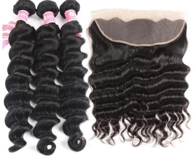 China 1B Color Loose Deep Human Hair Bundles With Closure 10A True To Length for sale