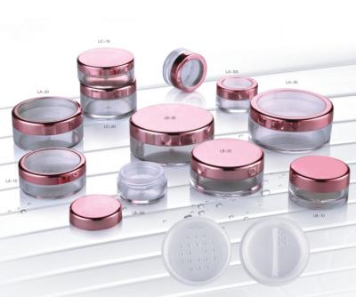 China Empty Cosmetic Compact Containers Round Plastic Transparent Loose Powder Case 20g for sale