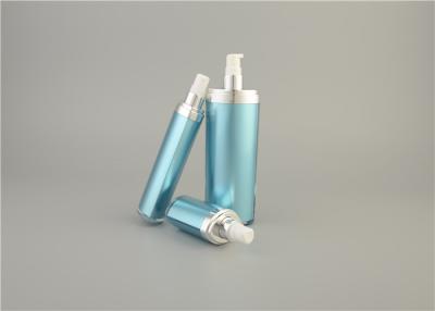 China botella cosmética plástica del color de 30ml 50ml 100ml de la forma redonda de la loción de la plata plástica azul de la botella que empaqueta para la crema de cara en venta