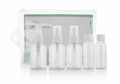 China Empty 5pcs Plastic Travel Bottle Set Cosmetic Packaging Custom Color ISO9001 for sale