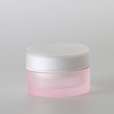 China La crema cosmética plástica rosada sacude el material de acrílico de 50g 20ml en forma redonda en venta