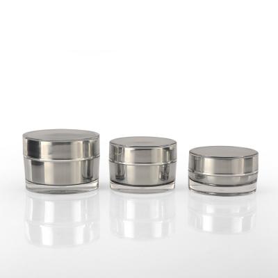 China Grey Plastic Plating Cosmetic Cream Jars Plastic Makeup Containers 15g 30g 50g for sale