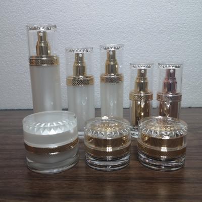 China Pearly 15g 30g 50g white plastic PMMA acrylic gold plating cap cosmetic manufacturer cream jar wholesale for sale