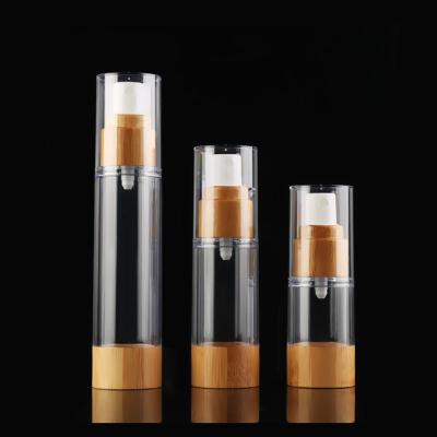 China SGS 30ml Lotion Cosmetic Airless Bamboo Pump Bottles for sale