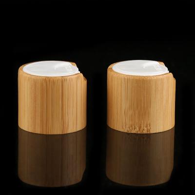 China Natural Bamboo Lid Wooden Screw Cap For Cosmetic packaging Bottle for sale