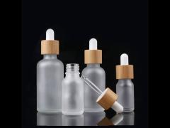 50ml 100ml  Bamboo Lid Glass Essential Oil Bottle With Dropper