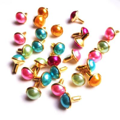China Round Pearl Rivets Jagged Bottom; Colorized Pearl Rivets; Coloured Round Pearl Rivets for Garments for sale