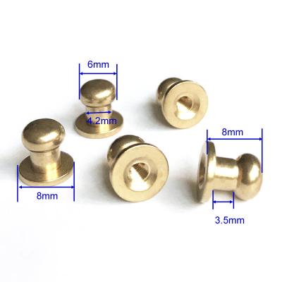 China Raw Brass Rivets Screw Back 8mm Height; 6mm Solid Brass Studs ScrewBack; Durable Tree Spikes Joining Screws for sale