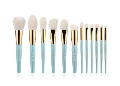 China Green Gold 12 Pieces Essential Makeup Brushes Set with Custom Private Labe for sale