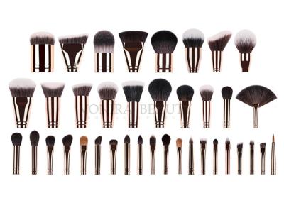 China Custom Private Labeled Makeup Brushes High End Luxury With Rosy Brass Ferrule for sale