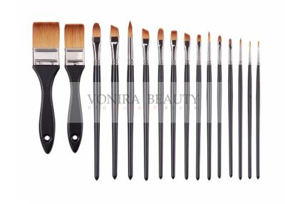 China Super Fine Synthetic Hair Face Paint Brush Set Black Wooden Handle 16pcs With Pouch for sale