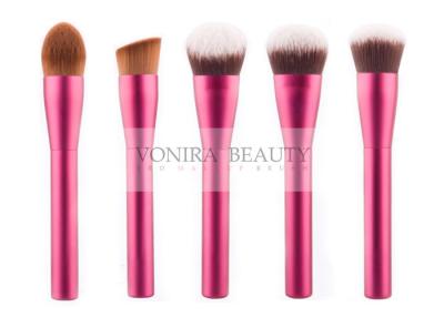 China Ultra Fine Synthetic Makeup Brush Set With Rose Red Metal Handles for sale